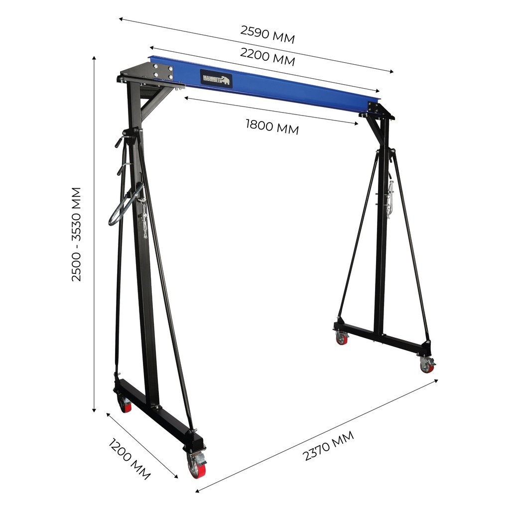 Mammuth mobile gantry crane 1 ton set – electric wire rope hoist
