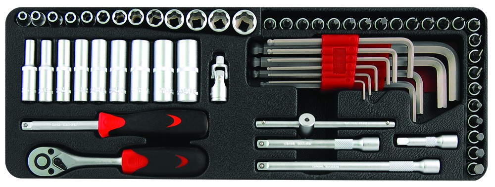 Socket wrench set 1/4" 62 pieces professional